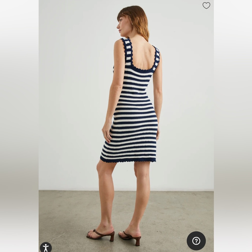 NWT Rails Lily Navy & White 100% Cotton Crochet Knit Stripe Euro-Summer Dress - Picture 5 of 12
